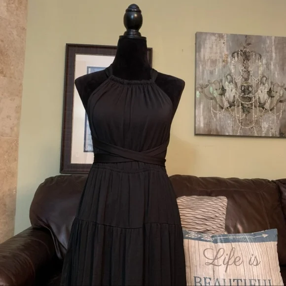 LULUS | Black Convertible Halter Maxi Dress M NWT - Picture 7 of 14